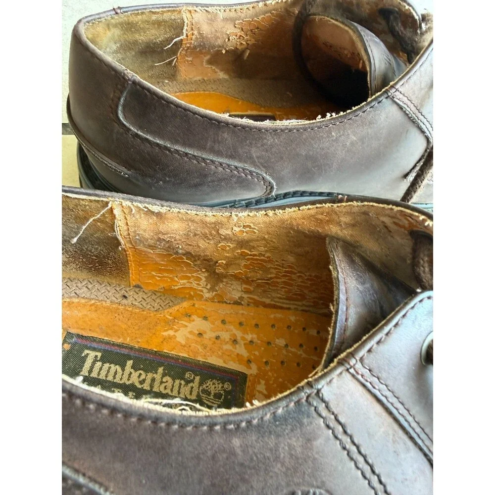 ClaTimberland Men’s Brown Leather Waterproof Oxfords Shoes Split Toe Sole Repair